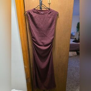 Nine West Textured Burgundy Midi Dress